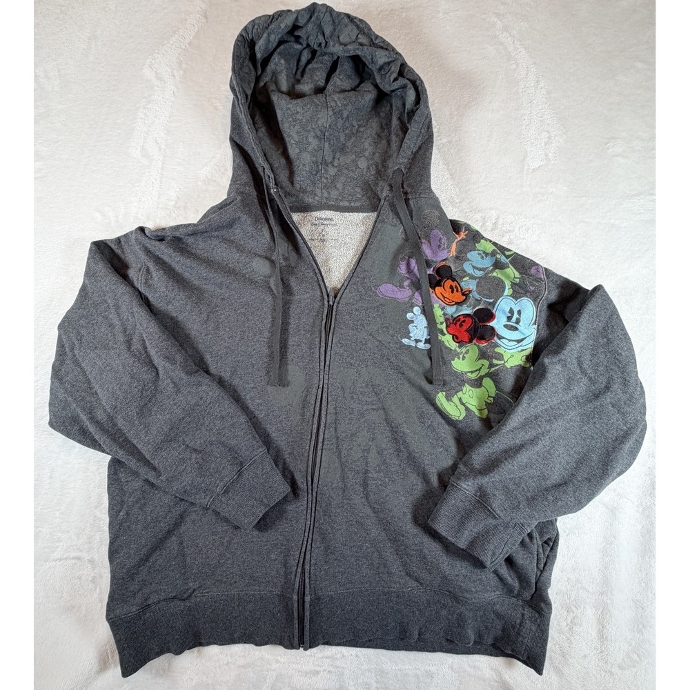 Walt Disney World Mickey Mouse Hoodie Unisex Sz XL Gray Zipper Sweater